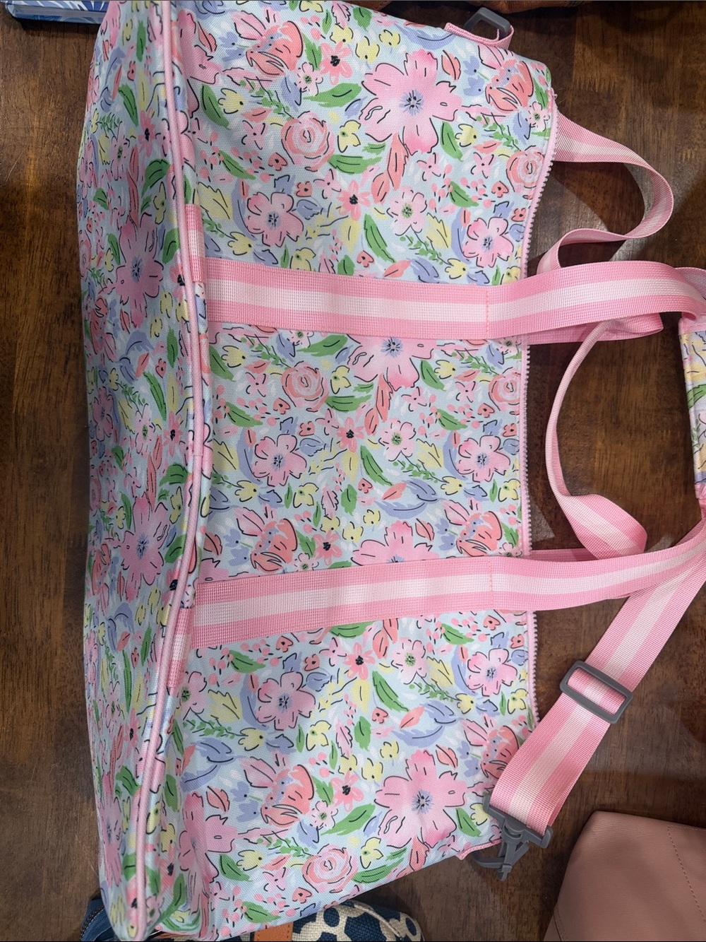 Floral Pink Travel Duffle Bag - Lightweight Women's Weekend Tote
